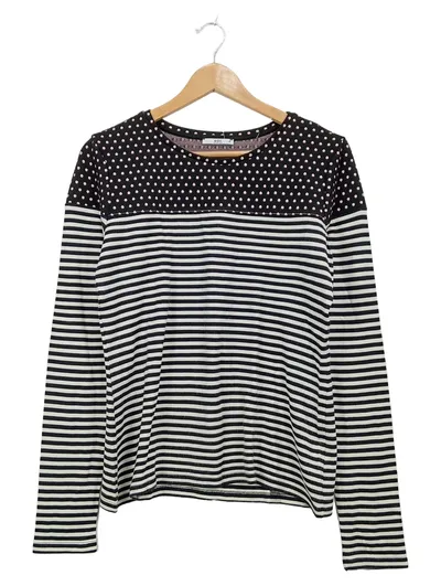 EDC Damen Langarmshirt Gr. M Gestreift Gepunktet Schwarz Weiß Rosa