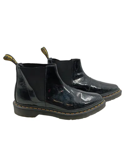 Dr. Martens Chelsea Boots Damen Gr. 40 Lackleder Schwarz Stiefelette