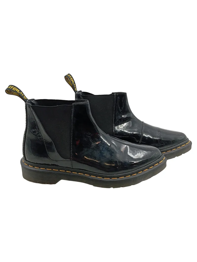 Dr. Martens Chelsea Boots Damen Gr. 40 Lackleder Schwarz Stiefelette 1