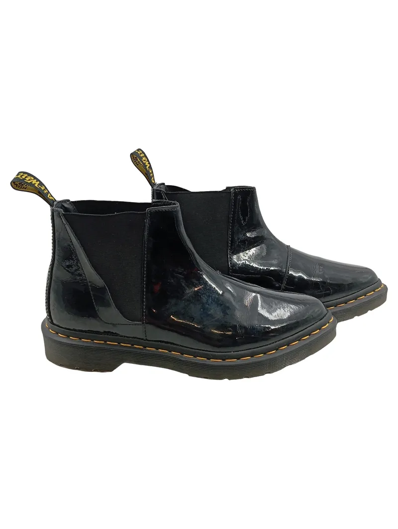 Dr. Martens Chelsea Boots Damen Gr. 40 Lackleder Schwarz Stiefelette 2