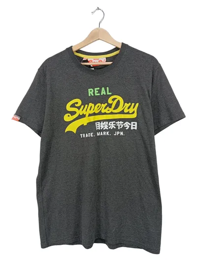 Superdry Herren T-Shirt Logo Print Grau XXL Freizeit Streetwear