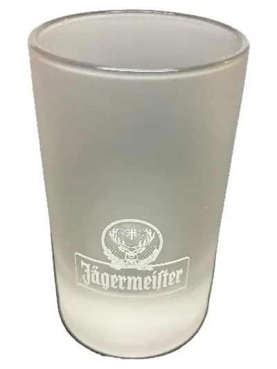Jägermeister Schnapsglas Shotglas Glas Weiß 9cm 5cm Logo Hirsch Motiv