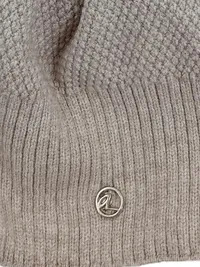 ACHTI Damen Strickmütze Beige mit Fellbommel Wintermütze Made in Poland 3