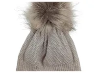 ACHTI Damen Strickmütze Beige mit Fellbommel Wintermütze Made in Poland 4