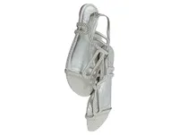 Daniel Hechter Damen Sandalen Gr. 38 Silber Schlangenmuster Riemchen Elegant 2