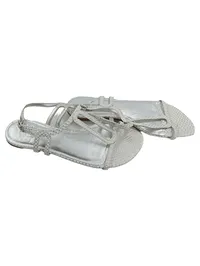 Daniel Hechter Damen Sandalen Gr. 38 Silber Schlangenmuster Riemchen Elegant 3