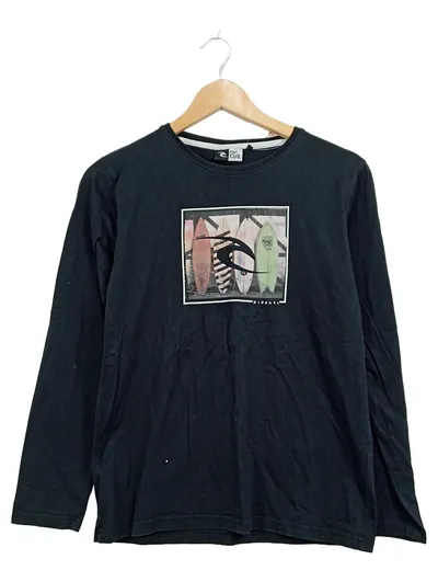 Rip Curl Kinder Langarmshirt Gr. 152 Schwarz Logo Print Surfen Freizeit
