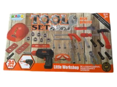 Kids Careers Werkzeugset 34-teilig Kinder Spielzeug Bohrmaschine Helm