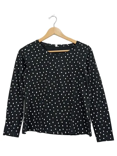 ever.me Damen Langarmshirt Gr. S Polka Dots Schwarz Weiß Baumwolle