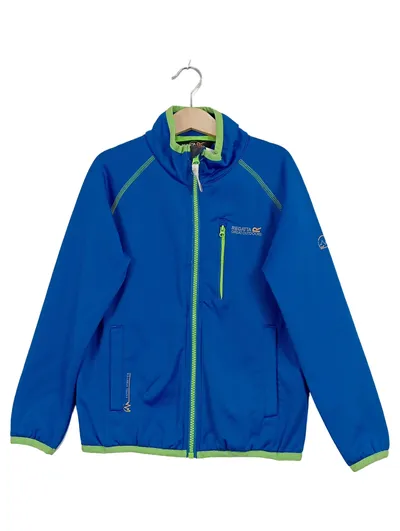 Regatta Kinder Softshelljacke Gr. 128 Blau Grün Outdoor Fleece gefüttert