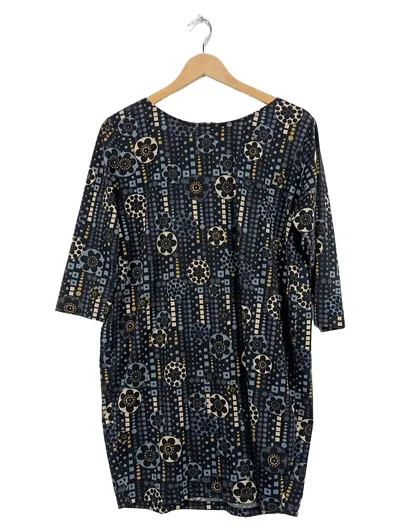 VitalControl Kleid Damen L Retro Geometrisch Schlauchkleid 3/4-Arm Mehrfarbig
