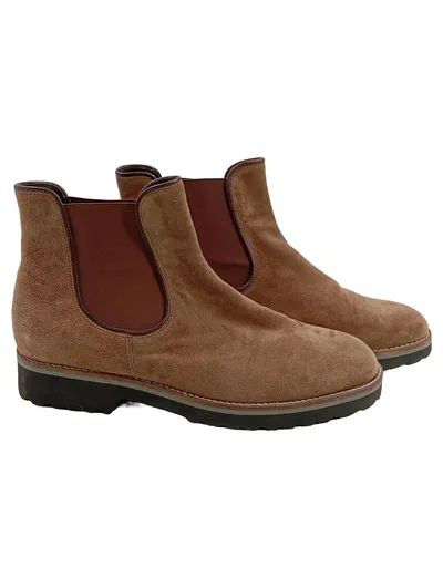 Gabor Chelsea Boots Stiefelette Damen Wildleder Braun Gr. 38.5 Herbst