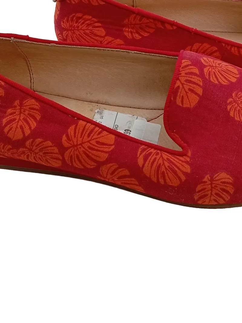flip*flop Damen Slipper Loafer Gr. 40 Rot Orange Monstera Blätter Textil 4