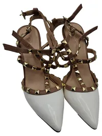 BCBGeneration Damen Pumps Nieten Weiß Beige Gr. 37 High Heels Elegant 2