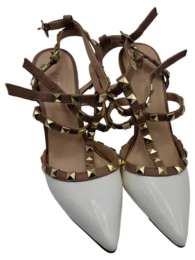 BCBGeneration Damen Pumps Nieten Weiß Beige Gr. 37 High Heels Elegant