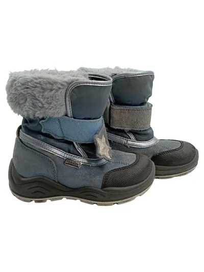 BAMA Schneestiefel Kinder Gr. 28 Blau gefüttert Klettverschluss Leder Textil