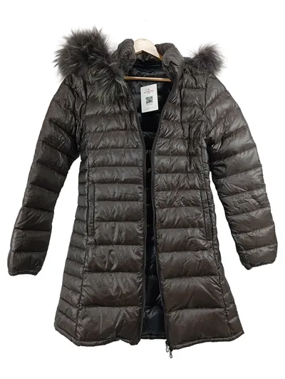 Duvetica Daunenjacke Damen Gr. 44 Braun Pelzbesatz Steppmantel
