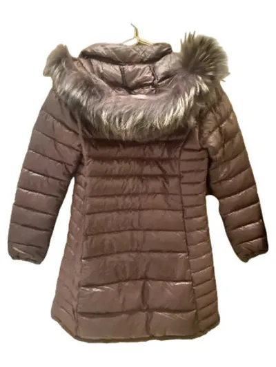 Duvetica Daunenjacke Damen Gr. 44 Braun Pelzbesatz Steppmantel