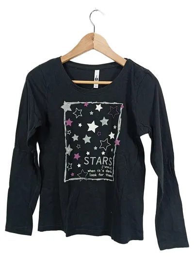ever.me Damen Langarmshirt Gr. S Schwarz Sterne Glitzer Freizeit Casual