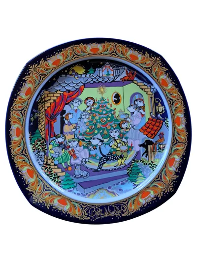 Rosenthal Sammelteller Weihnachten 1986 Krippe Porzellan Mehrfarbig 28cm