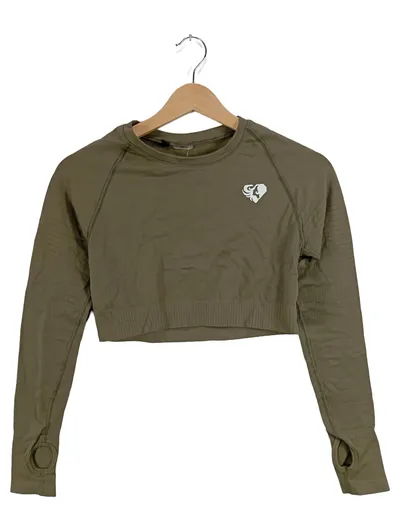 WOMEN'S BEST Damen Sport Langarmshirt Cropped Oliv Gr. S Fitness Top