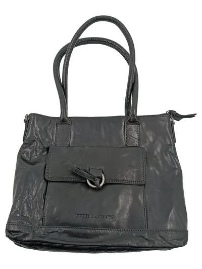Spikes & Sparrow Damen Henkeltasche Leder Schwarz Handtasche Casual