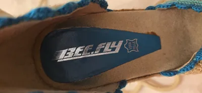 BEE.FLY Espadrilles Keilabsatz Damen Gr. 38 Beige Türkis Häkel Bohemian
