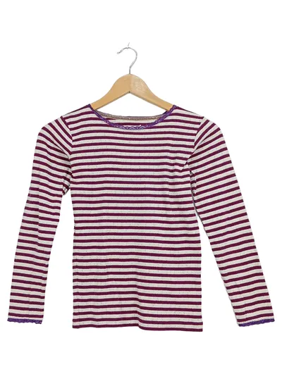 Boden Mädchen Langarmshirt Gr. 152 gestreift lila weiß Spitze