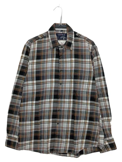 Marvelis Herren Freizeithemd Langarm Kariert Baumwolle Braun Gr. 50 M
