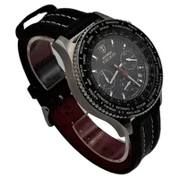 DETOMASO Firenze Herren Chronograph Armbanduhr Schwarz Leder Weltzeit 2