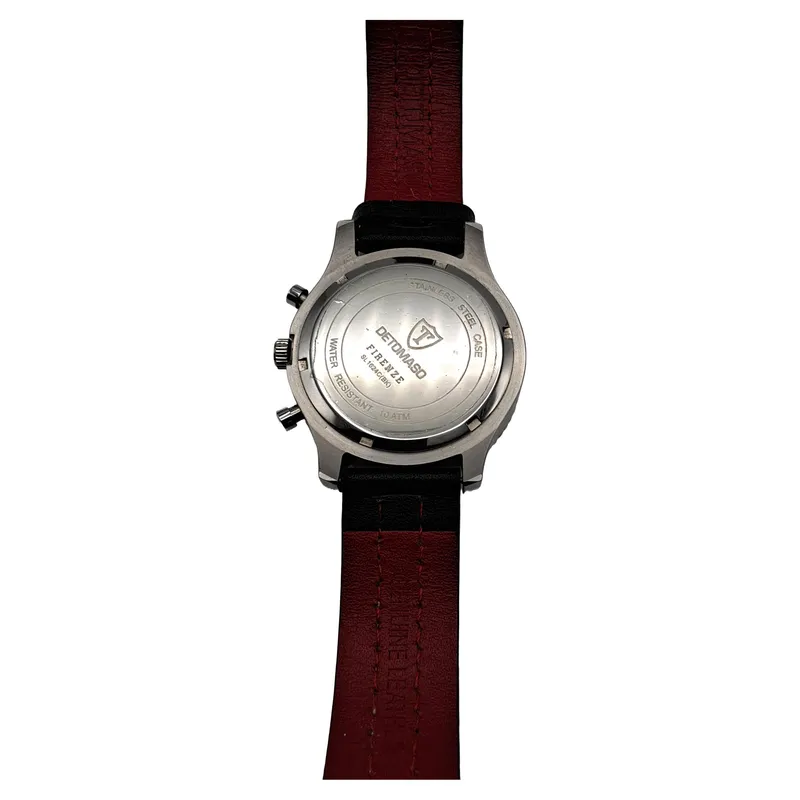 DETOMASO Firenze Herren Chronograph Armbanduhr Schwarz Leder Weltzeit 3
