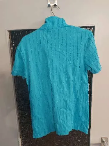 SMOG Herren Poloshirt Türkis Gr. L Kurzarm Print Business Class