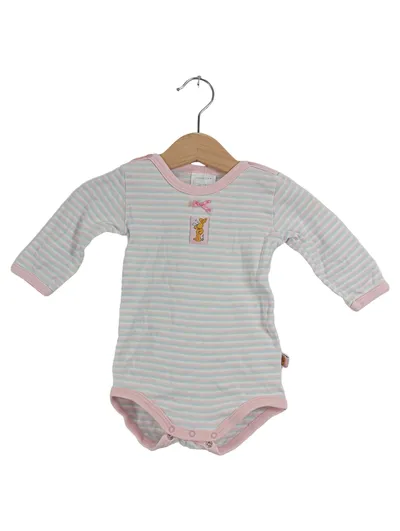 Schiesser Baby Body Langarm Gr. 62 Rosa Gestreift Hasenmotiv Baumwolle