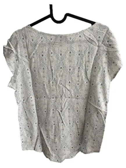 Eight2Nine Damen Bluse Gr. XS Grau Paisley Viskose Kurzarm Casual 3