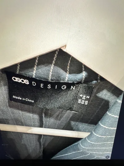 ASOS Design Blazer Damen Gr. 34 Blau Nadelstreifen Sakko Business