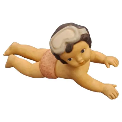 Goebel Nina & Marco Figur Limpke Baby Schwimmer Taucherbrille Porzellan
