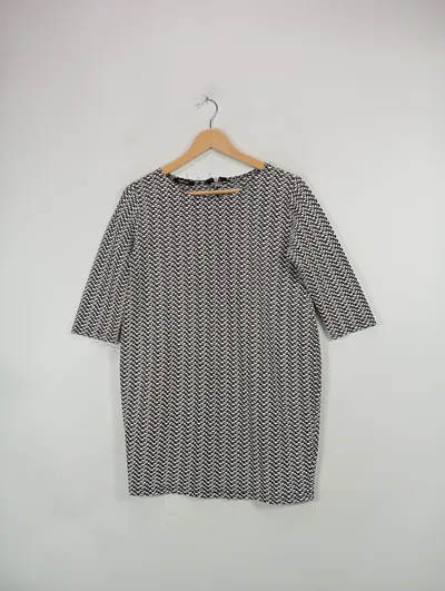 TALCO Etuikleid Damen Gr. M Schwarz Weiß Geometrisch Elegant