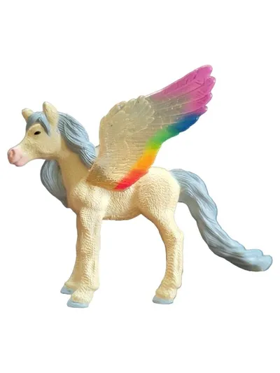 Pegasus Spielfigur Fohlen Regenbogenflügel Fantasy Figur 10cm