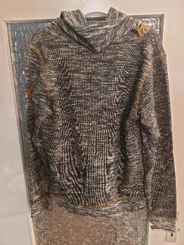 Young & Rich Herren Pullover Schalkragen Gr. L Grau Meliert Baumwolle
