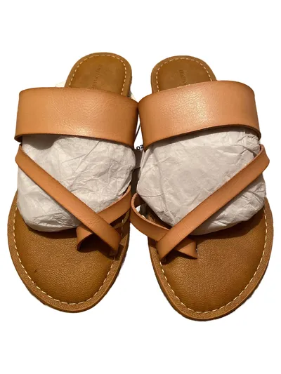 Amazon Essentials Damen Leder Zehentrenner Sandalen Beige Gr. 40