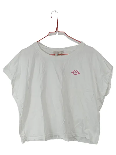 EDCO Damen T-Shirt Gr. S Weiß Kurzarm Baumwolle Casual Logo Print