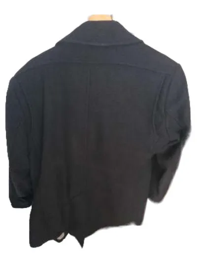 TREO Herren Wollmantel Gr. 50 L Schwarz Klassisch Wintermantel