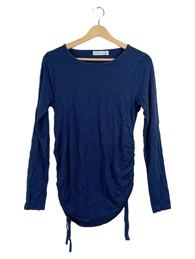 JoJo Maman Bébé Umstandsshirt Damen Langarm Blau Gr. S Viskose Raffung