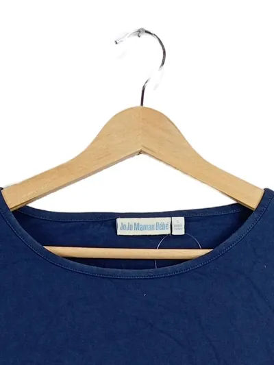 JoJo Maman Bébé Umstandsshirt Damen Langarm Blau Gr. S Viskose Raffung