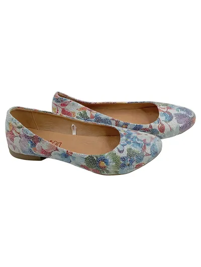 Lasocki Damen Ballerinas Leder Gr. 38 Mehrfarbig Blumenmuster Floral