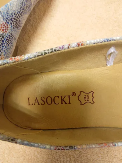 Lasocki Damen Ballerinas Leder Gr. 38 Mehrfarbig Blumenmuster Floral