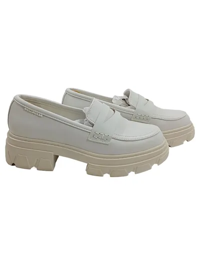 Bullboxer Damen Loafer Slipper Weiß Gr. 37 Plateau Chunky Sohle