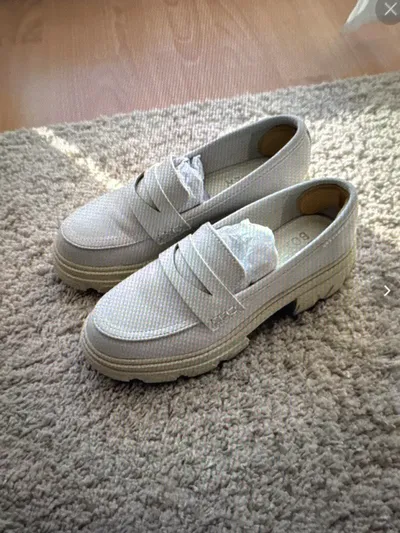 Bullboxer Damen Loafer Slipper Weiß Gr. 37 Plateau Chunky Sohle