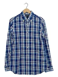 Banana Republic Herren Hemd Kariert Blau Weiß Slim Fit Gr. M 1