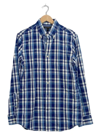 Banana Republic Herren Hemd Kariert Blau Weiß Slim Fit Gr. M